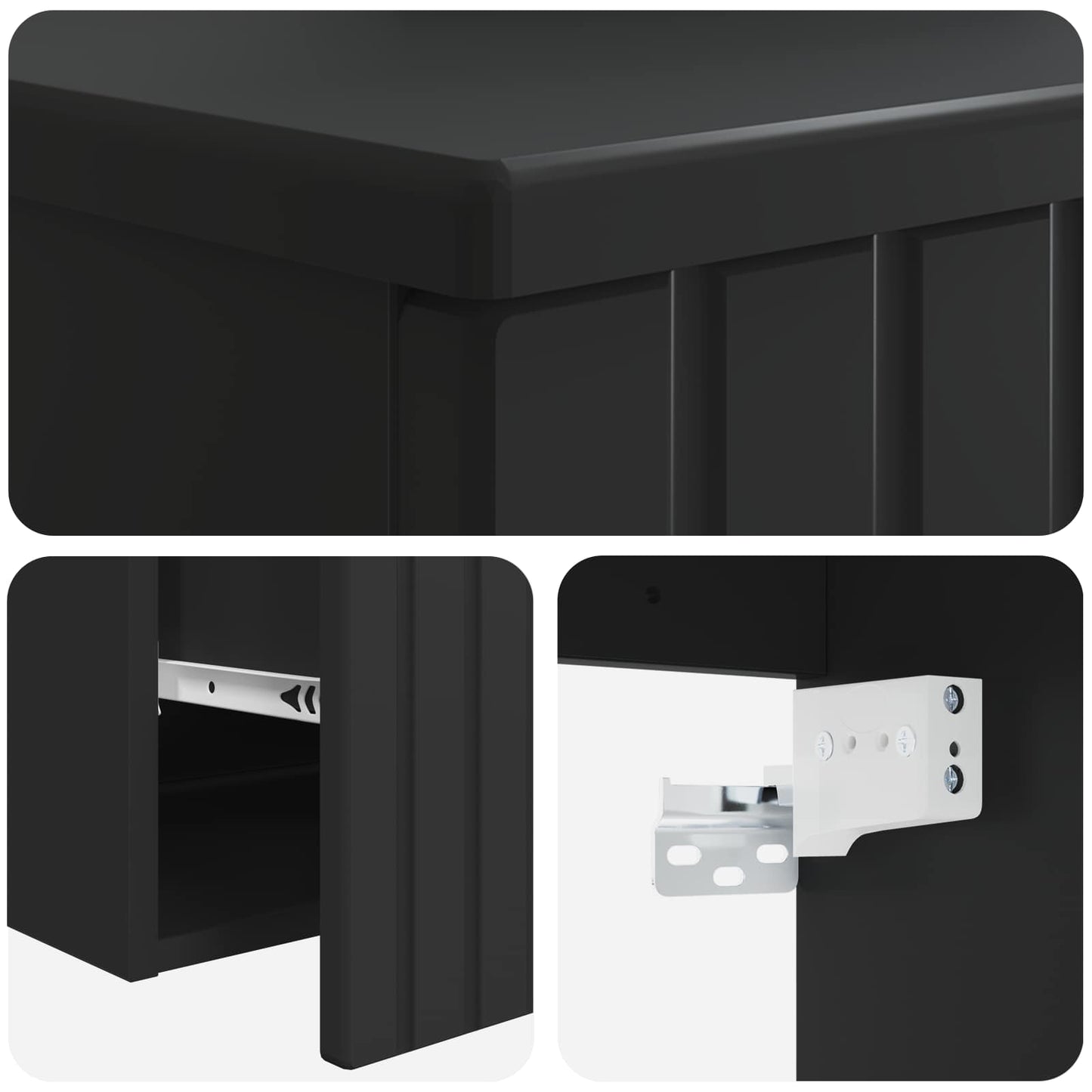 Bathroom Furniture Set Black Engineered Wood