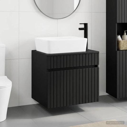 Bathroom Furniture Set Black Engineered Wood