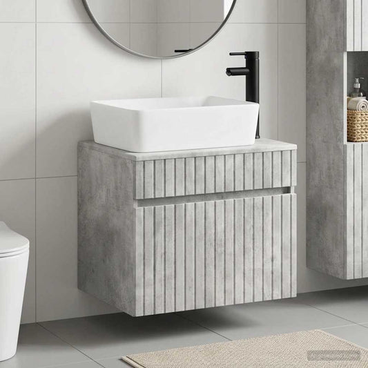 Bathroom Furniture Set Concrete Grey Engineered Wood