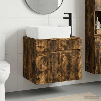 Bathroom Furniture Set Smoked Oak Engineered Wood