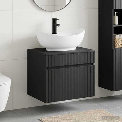 Bathroom Furniture Set Black Engineered Wood