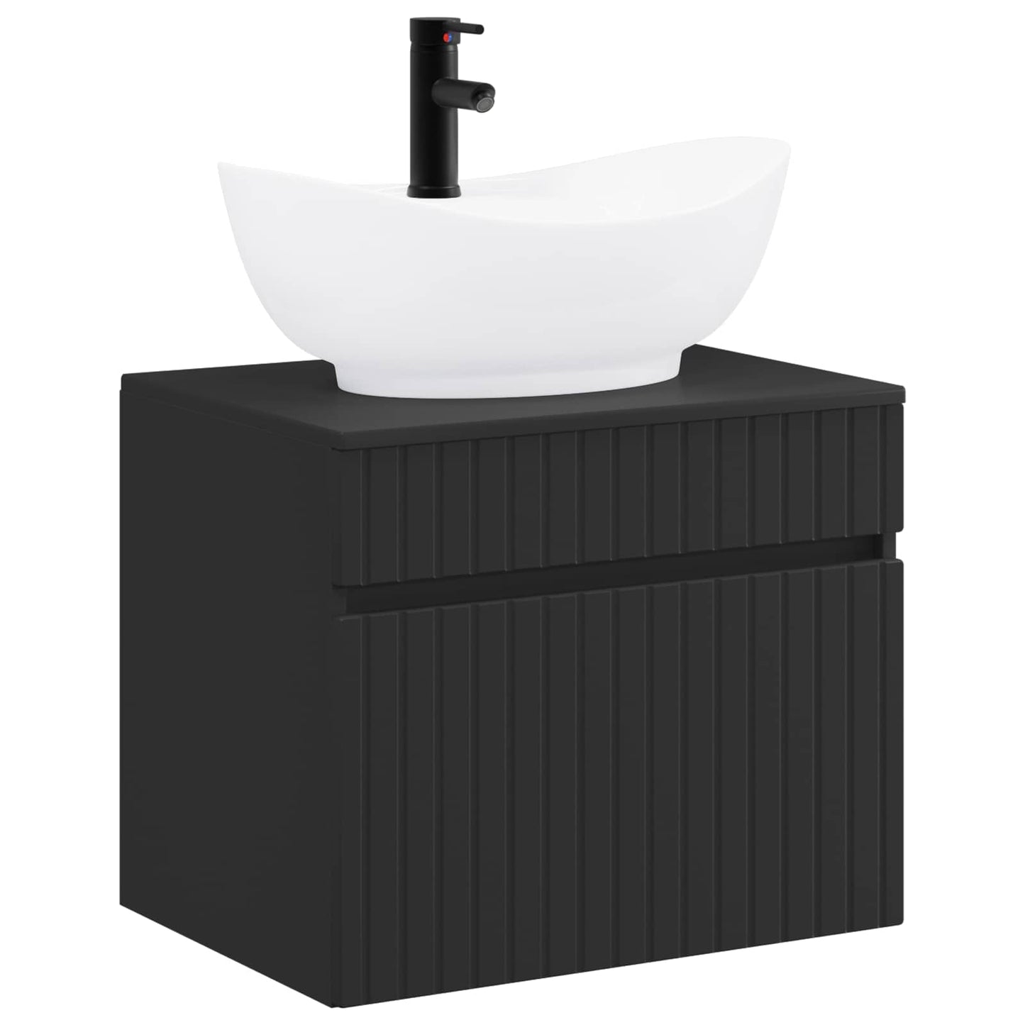 Bathroom Furniture Set Black Engineered Wood