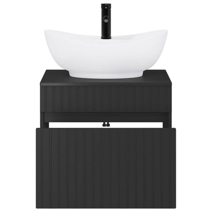 Bathroom Furniture Set Black Engineered Wood