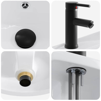 Bathroom Furniture Set High Gloss White Engineered Wood