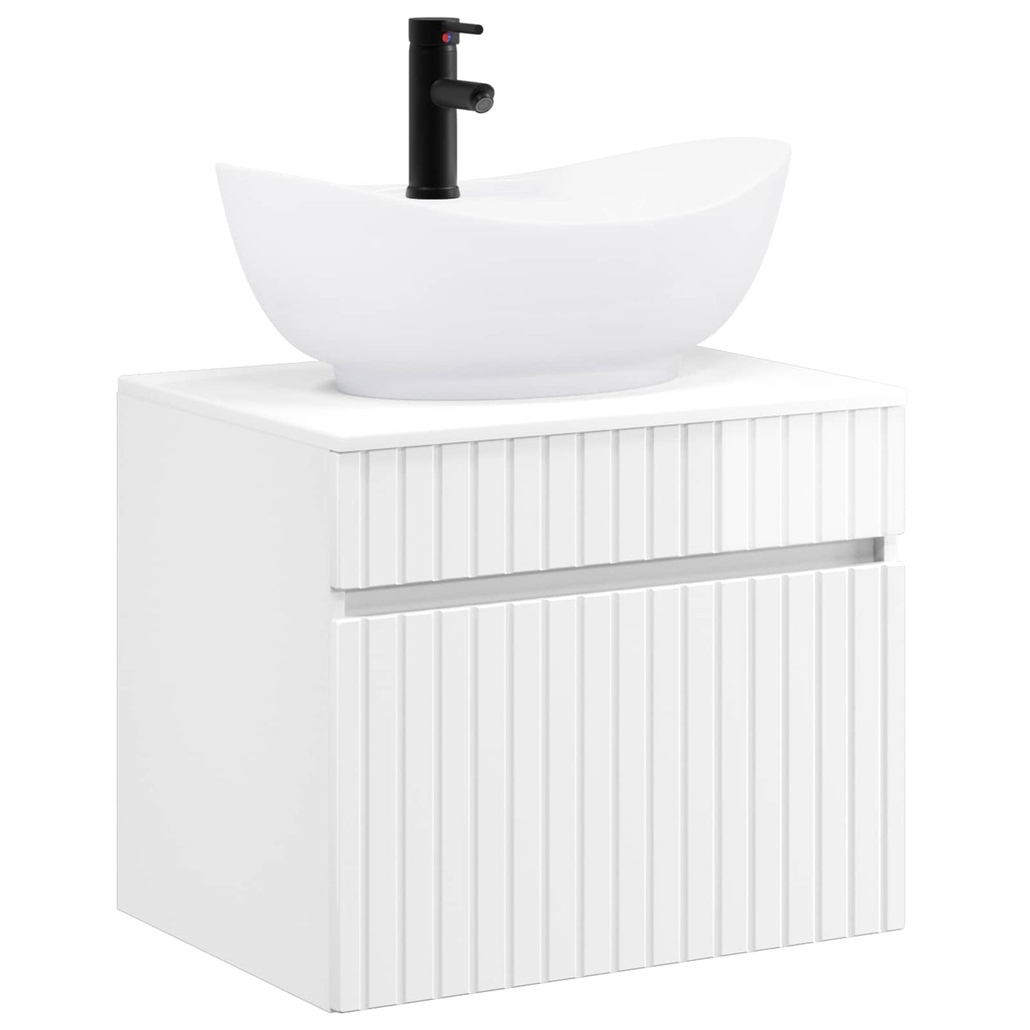 Bathroom Furniture Set High Gloss White Engineered Wood