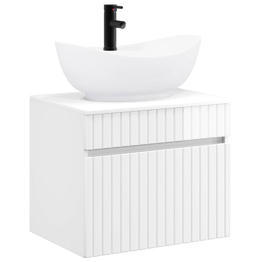 Bathroom Furniture Set High Gloss White Engineered Wood