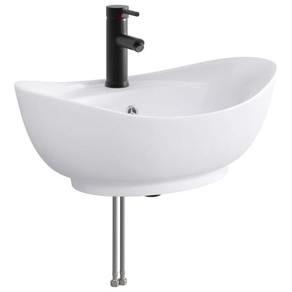Bathroom Furniture Set High Gloss White Engineered Wood