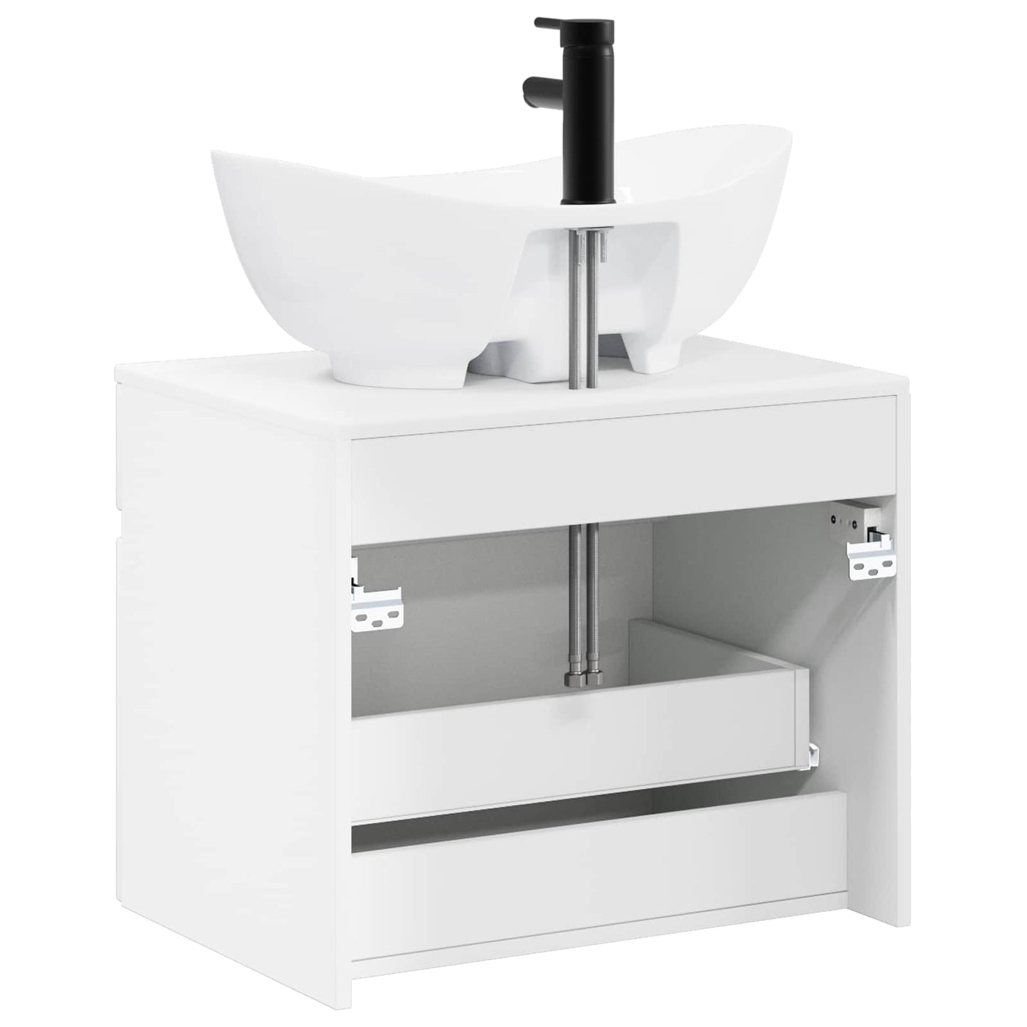 Bathroom Furniture Set High Gloss White Engineered Wood