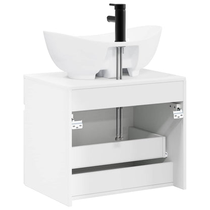 Bathroom Furniture Set High Gloss White Engineered Wood