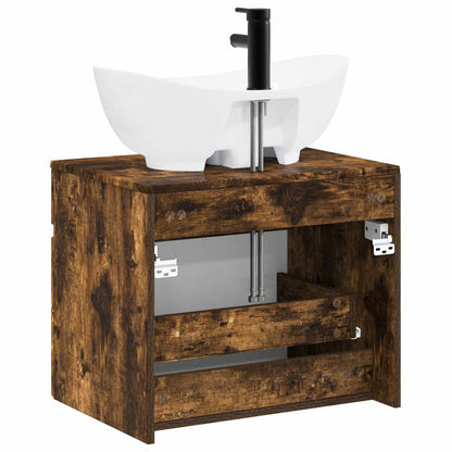 Bathroom Furniture Set Smoked Oak Engineered Wood