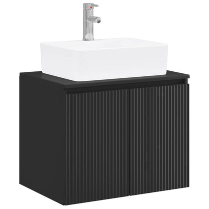 Bathroom Furniture Set Black Engineered Wood
