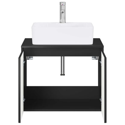 Bathroom Furniture Set Black Engineered Wood