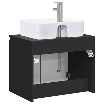 Bathroom Furniture Set Black Engineered Wood