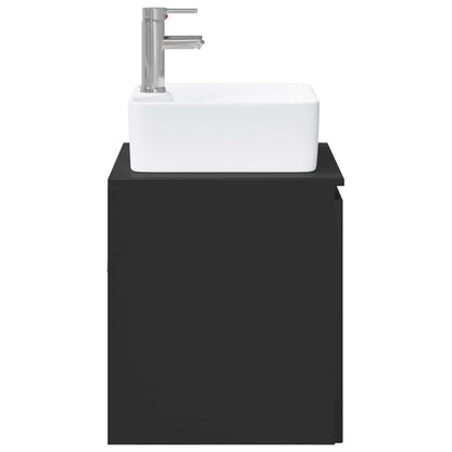 Bathroom Furniture Set Black Engineered Wood
