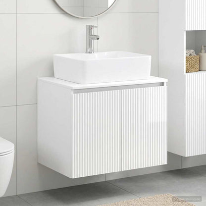 Bathroom Furniture Set High Gloss White Engineered Wood