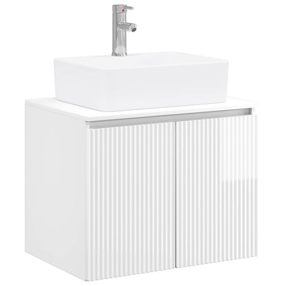 Bathroom Furniture Set High Gloss White Engineered Wood