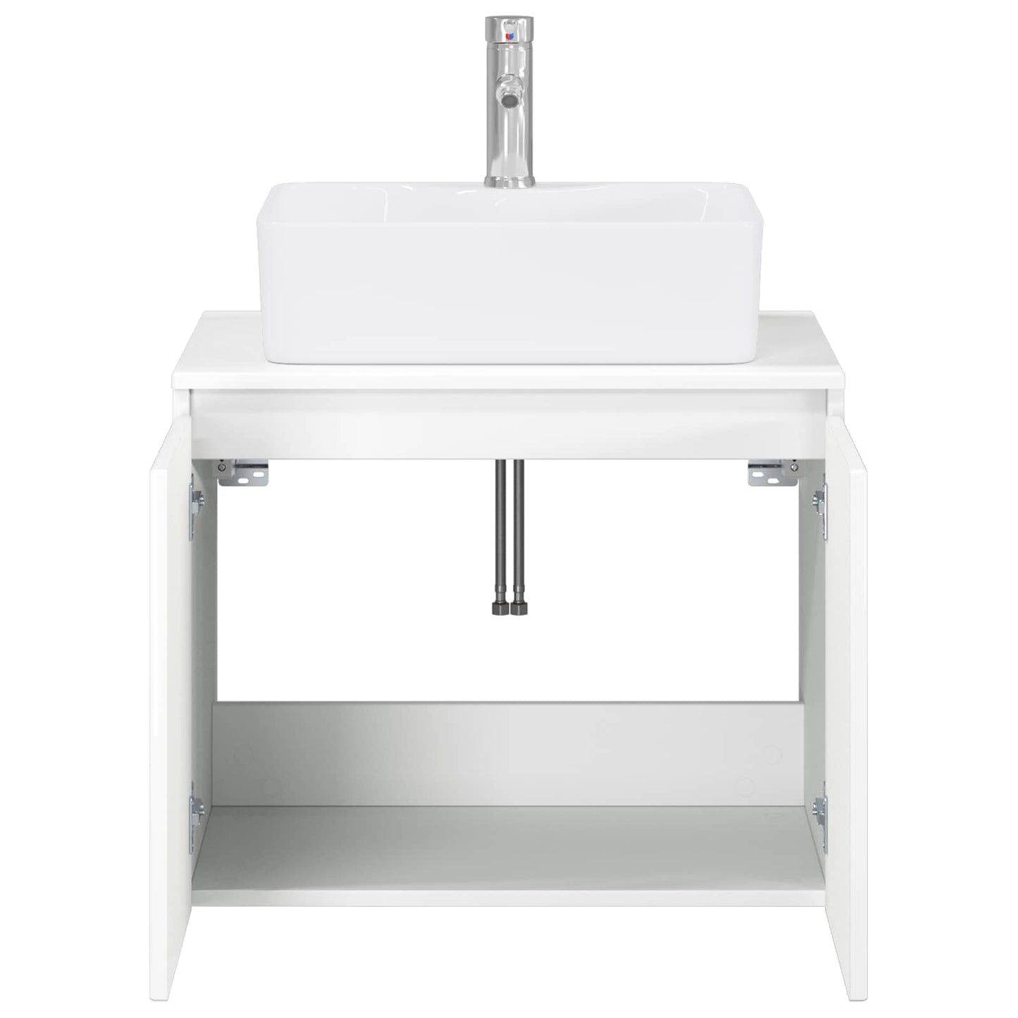 Bathroom Furniture Set High Gloss White Engineered Wood