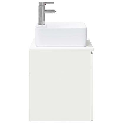 Bathroom Furniture Set High Gloss White Engineered Wood