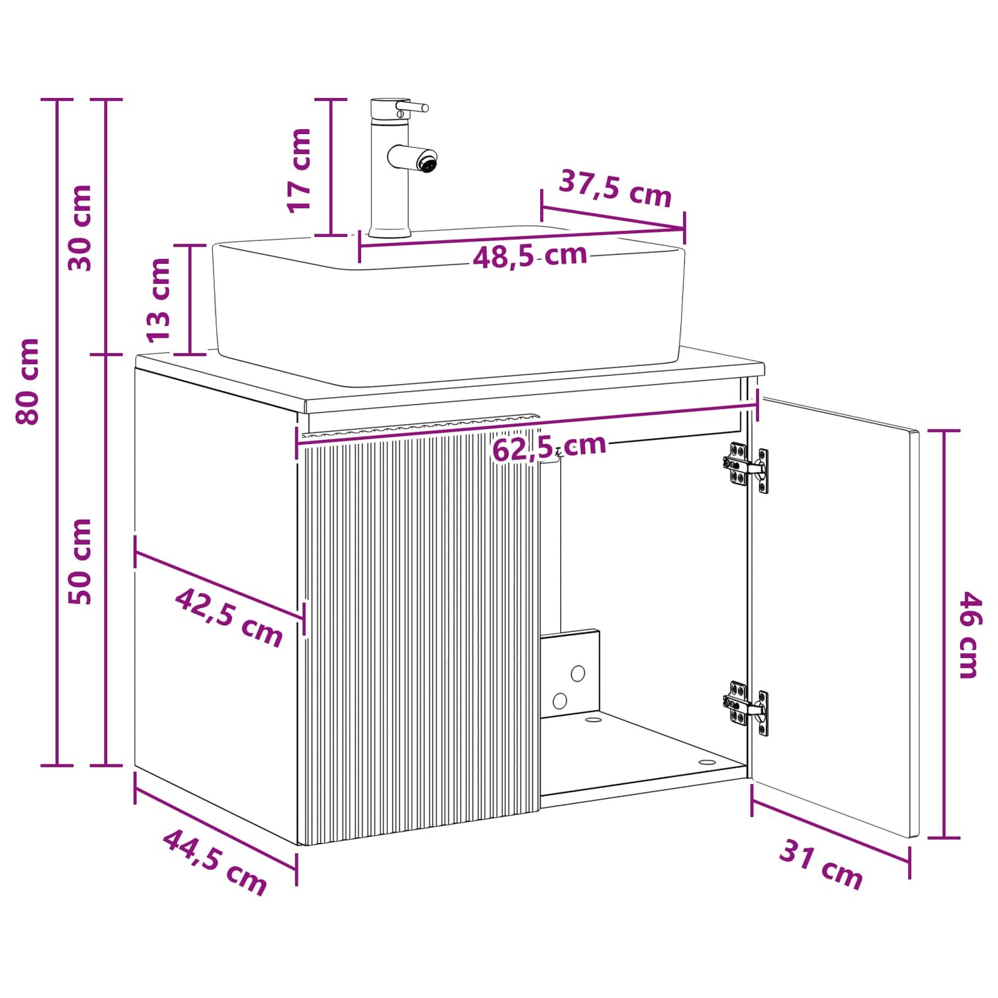 Bathroom Furniture Set High Gloss White Engineered Wood