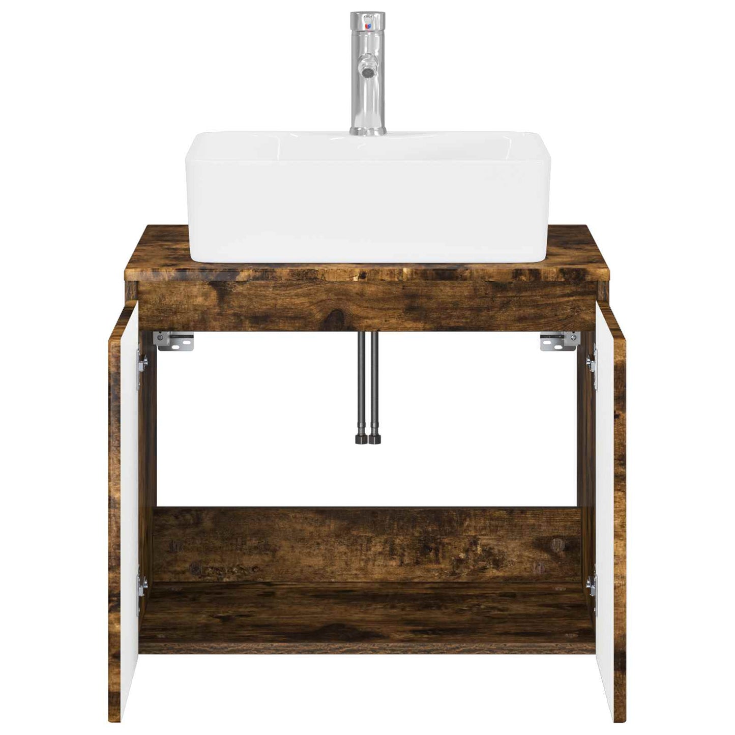 Bathroom Furniture Set Smoked Oak Engineered Wood