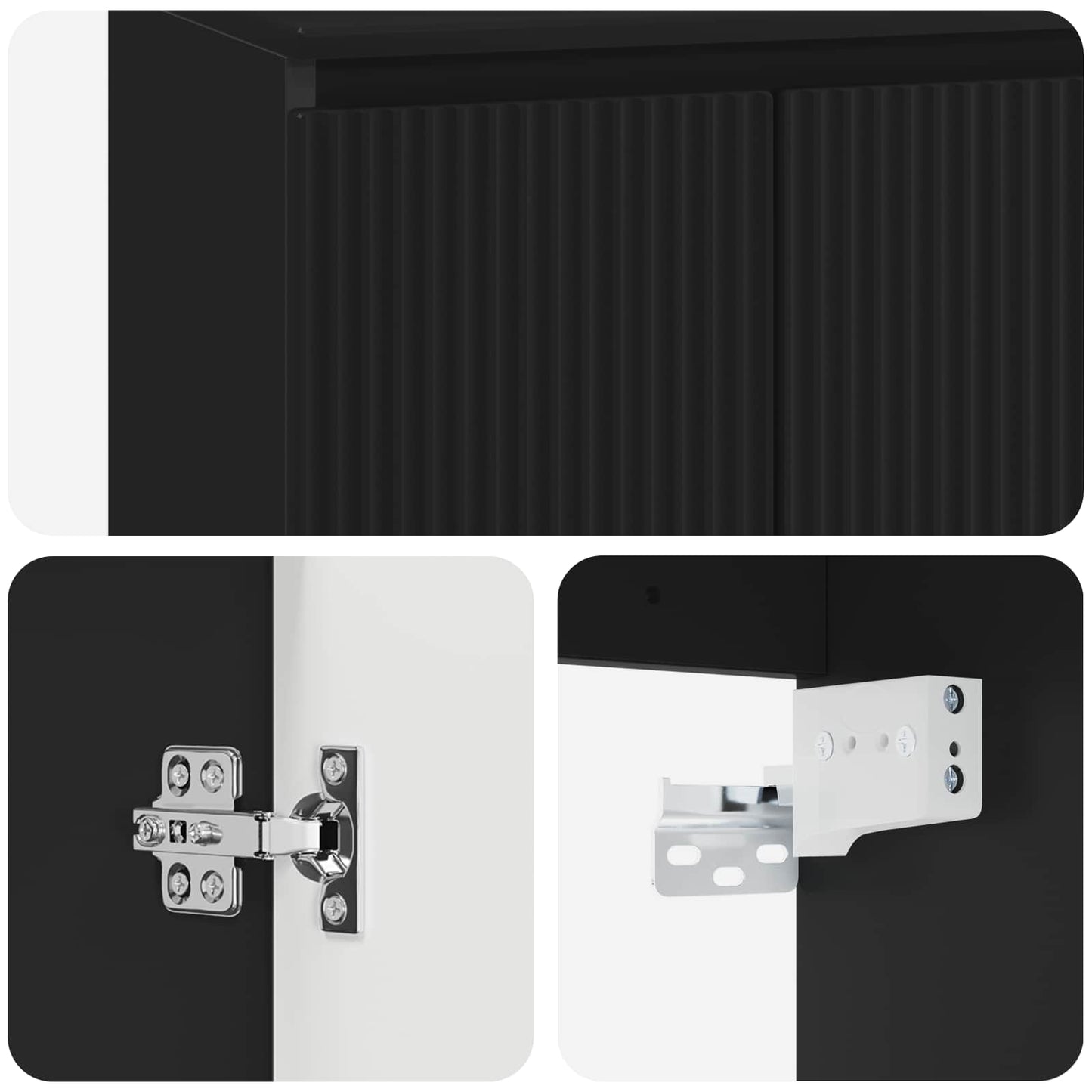 Bathroom Furniture Set Black Engineered Wood