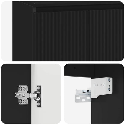 Bathroom Furniture Set Black Engineered Wood