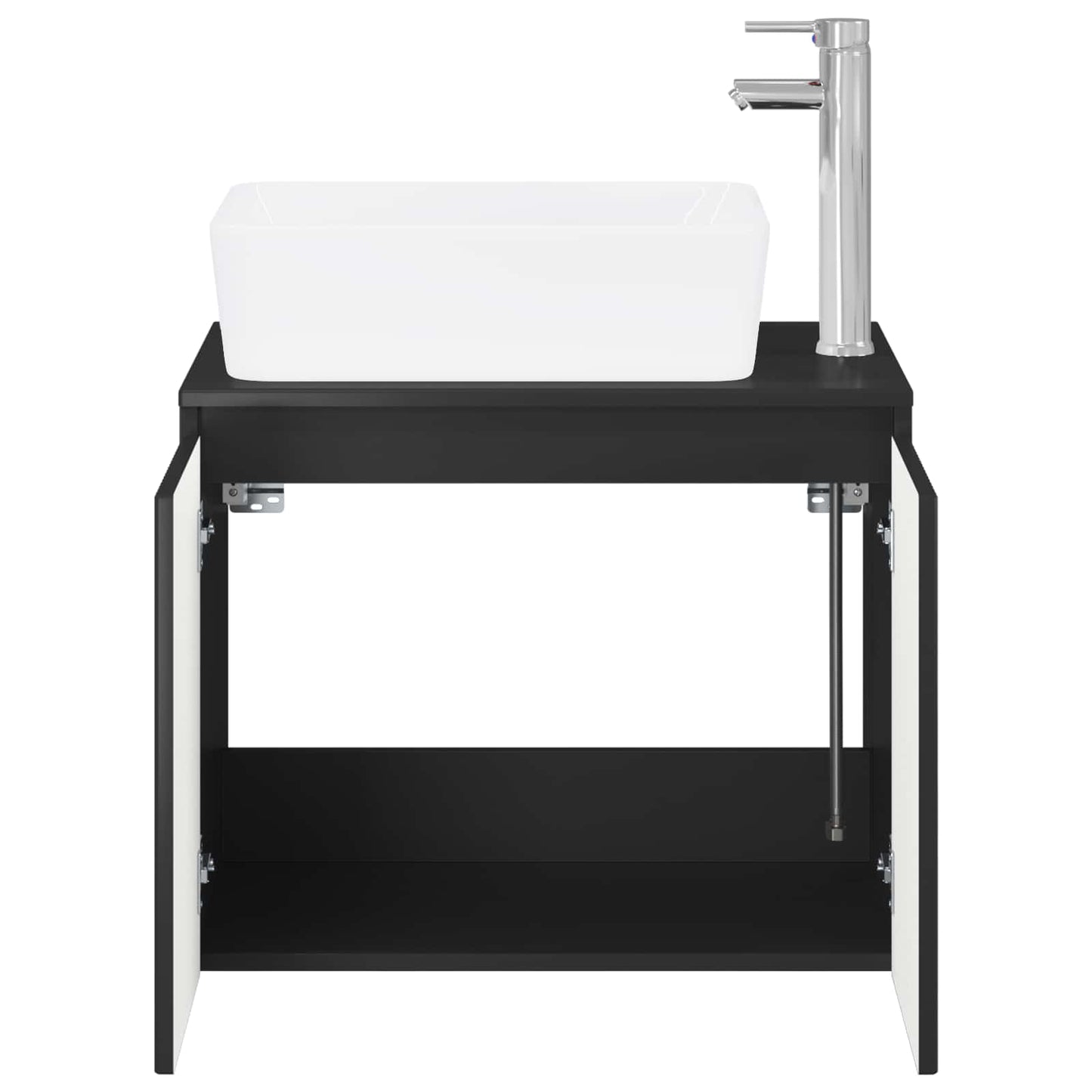 Bathroom Furniture Set Black Engineered Wood
