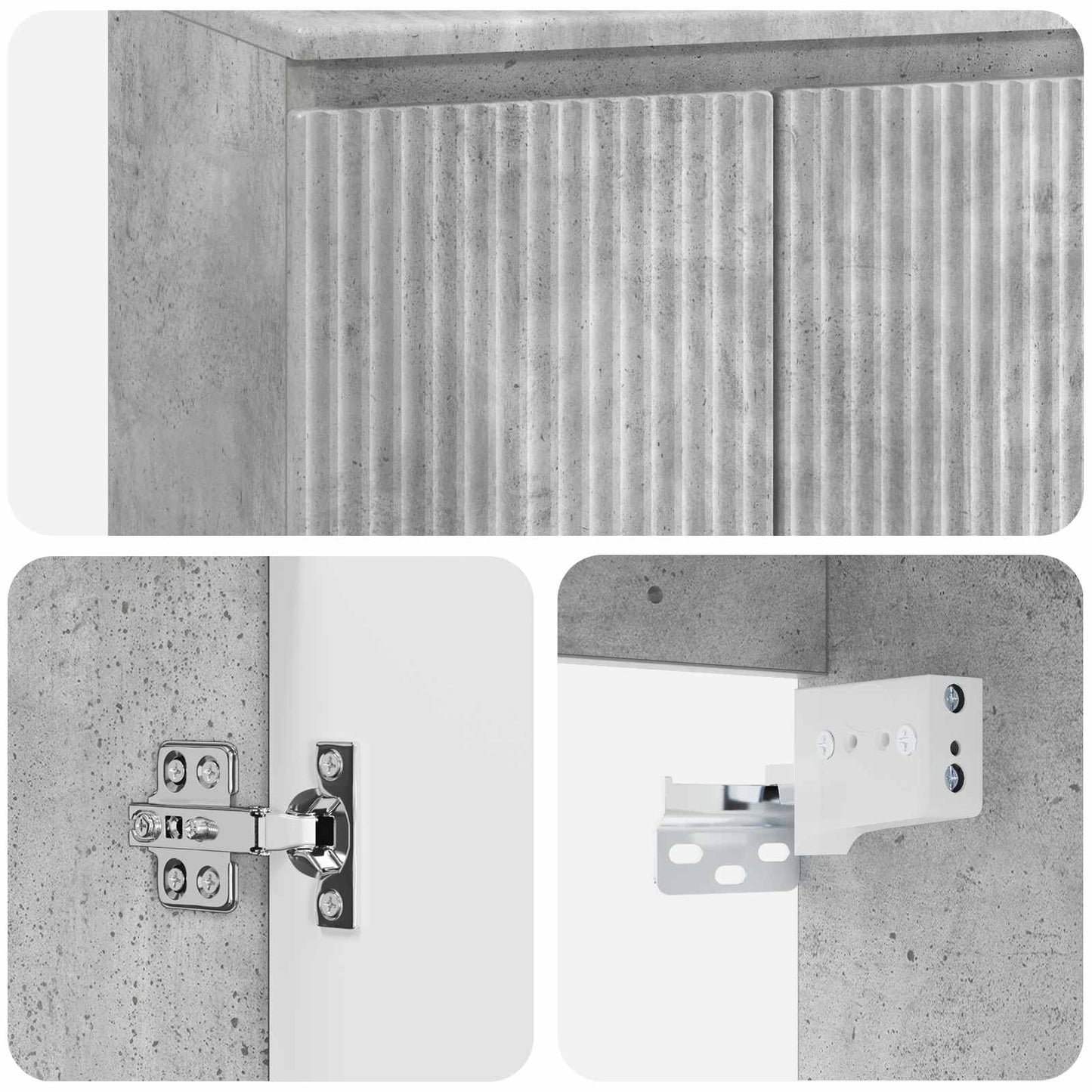 Bathroom Furniture Set Concrete Grey Engineered Wood
