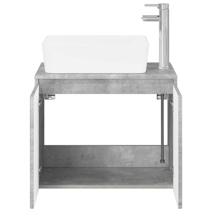 Bathroom Furniture Set Concrete Grey Engineered Wood