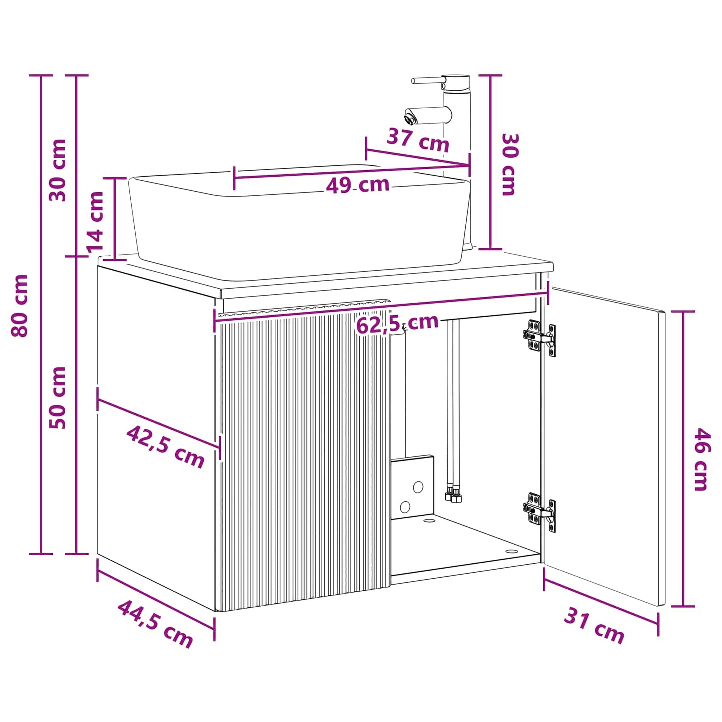 Bathroom Furniture Set Concrete Grey Engineered Wood