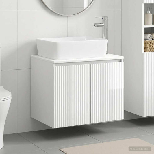 Bathroom Furniture Set High Gloss White Engineered Wood