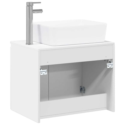 Bathroom Furniture Set High Gloss White Engineered Wood