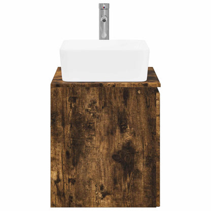 Bathroom Furniture Set Smoked Oak Engineered Wood