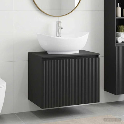 Bathroom Furniture Set Black Engineered Wood