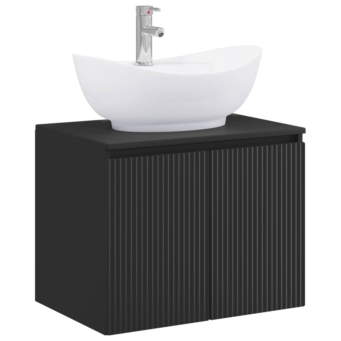 Bathroom Furniture Set Black Engineered Wood