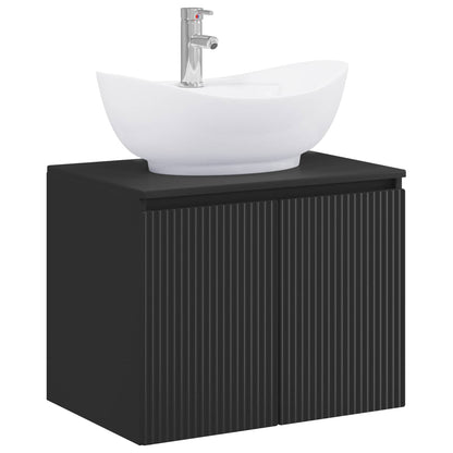 Bathroom Furniture Set Black Engineered Wood