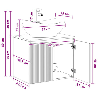 Bathroom Furniture Set Black Engineered Wood