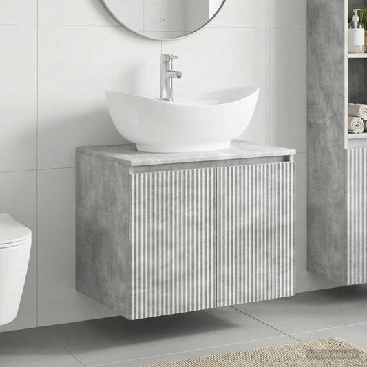 Bathroom Furniture Set Concrete Grey Engineered Wood