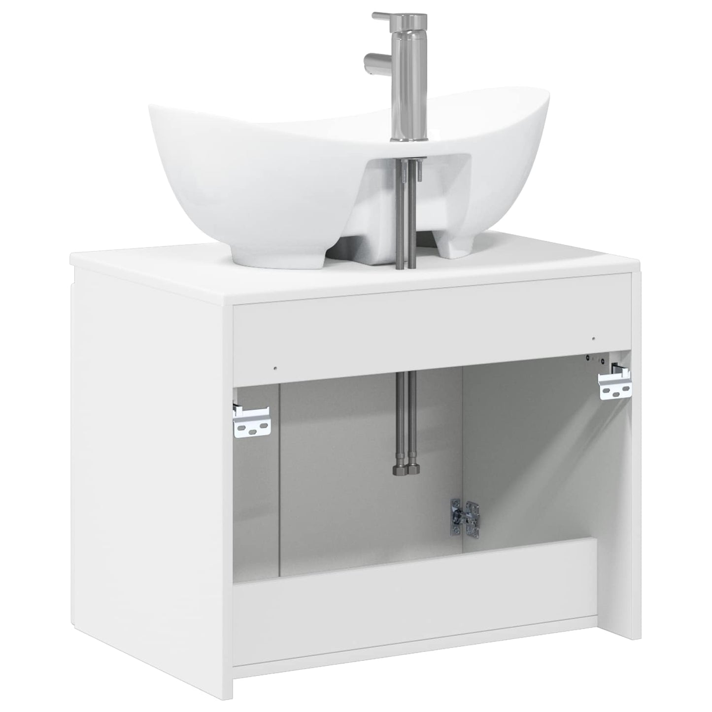 Bathroom Furniture Set High Gloss White Engineered Wood