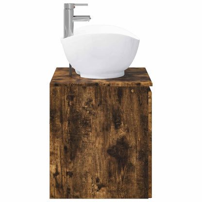 Bathroom Furniture Set Smoked Oak Engineered Wood