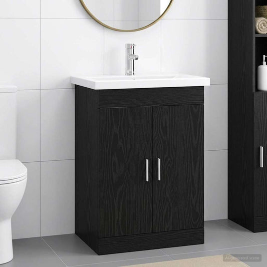 Bathroom Furniture Set Black Oak 61 x 40 x 84.5 cm