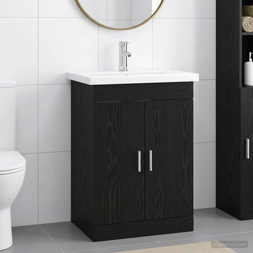 Bathroom Furniture Set Black Oak 61 x 40 x 84.5 cm