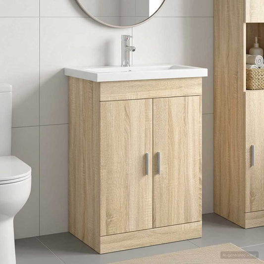 Bathroom Furniture Set Sonoma Oak 61 x 40 x 84.5 cm