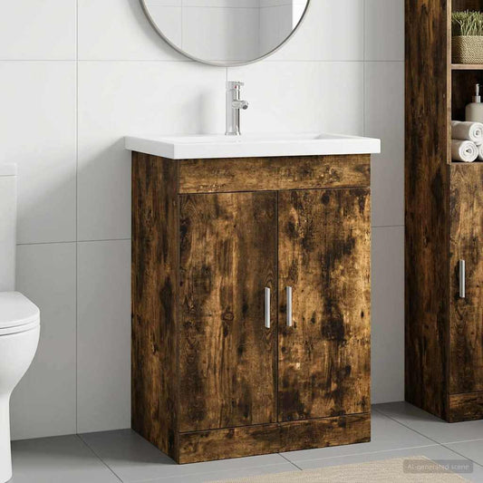 Bathroom Furniture Set Smoked Oak 61 x 40 x 84.5 cm