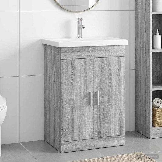 Bathroom Furniture Set Grey Sonoma 61 x 40 x 84.5 cm