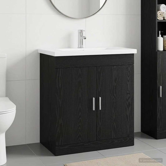 Bathroom Furniture Set Black Oak 81 x 40 x 84.5 cm