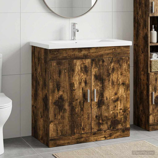 Bathroom Furniture Set Smoked Oak 81 x 40 x 84.5 cm