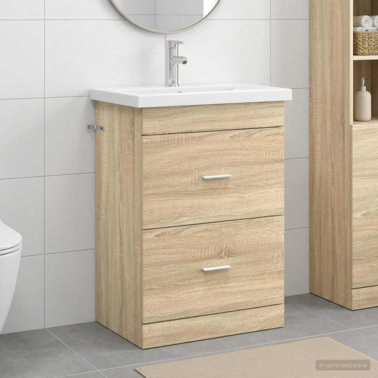 Bathroom Furniture Set Sonoma Oak 61 x 40 x 84.5 cm