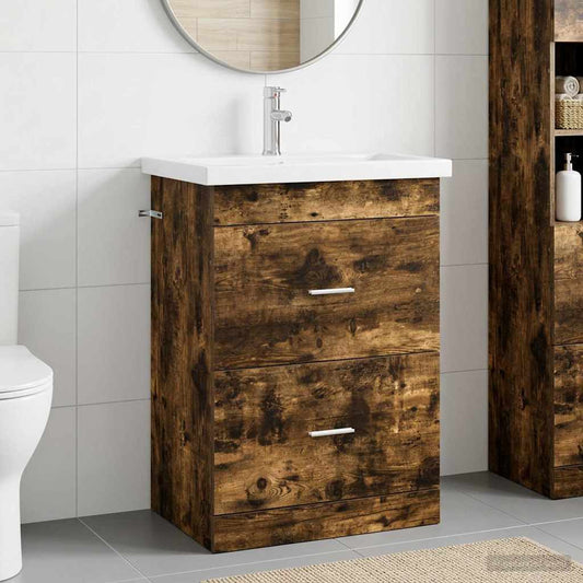 Bathroom Furniture Set Smoked Oak 61 x 40 x 84.5 cm