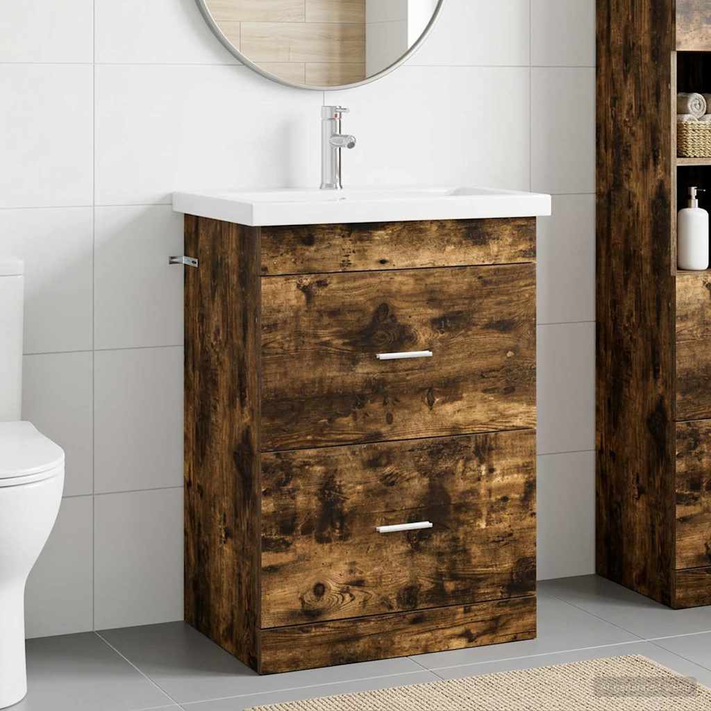 Bathroom Furniture Set Smoked Oak 61 x 40 x 84.5 cm